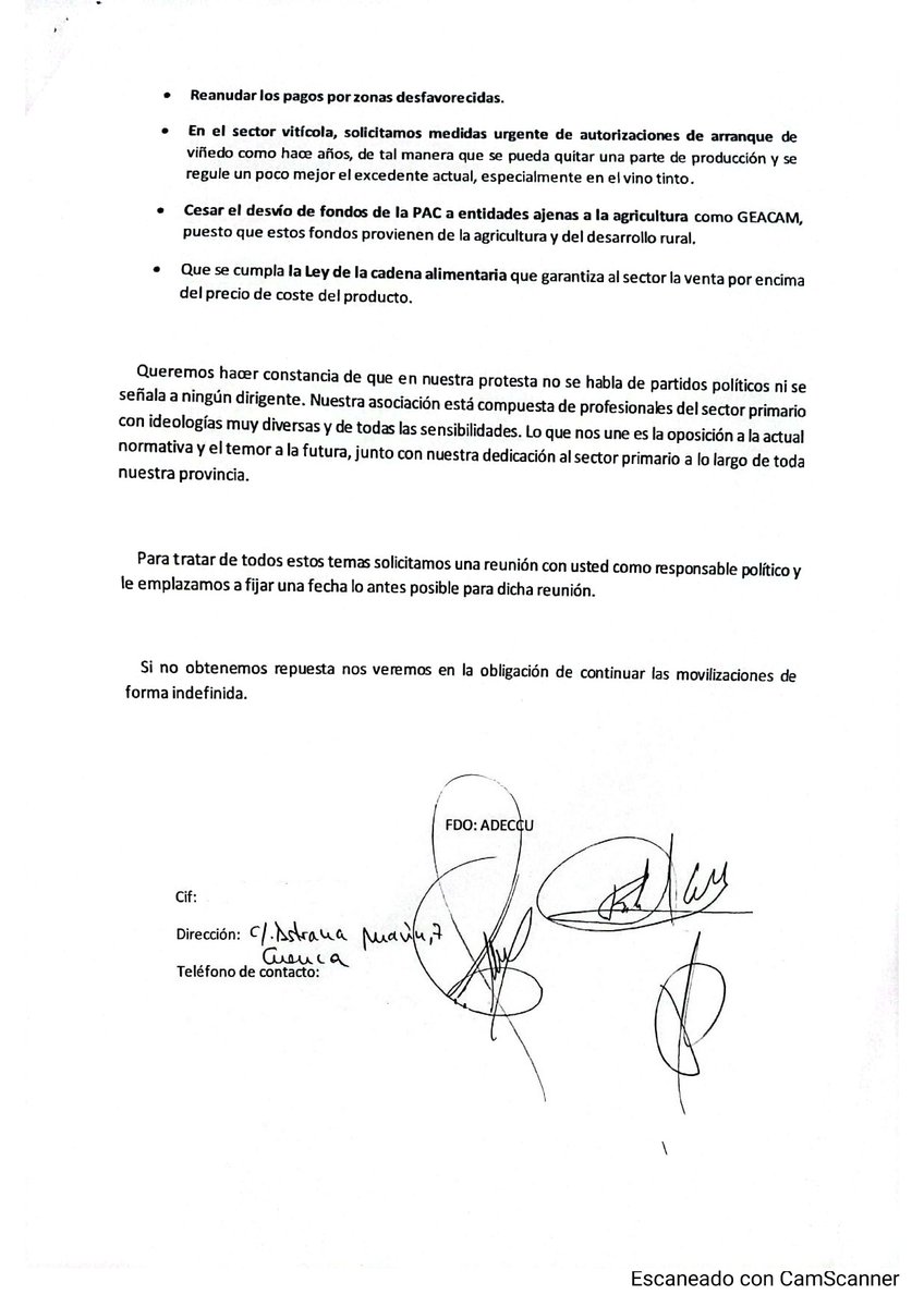 Presentación en la Consejería de Agricultura de las reivindicaciones de Adeccu