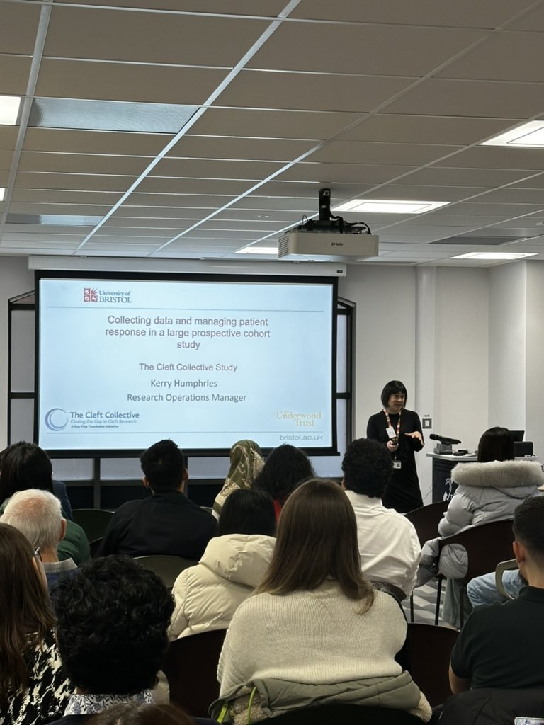 Our next speaker Kerry Humphries is talking to us about maximising response rates within questionnaire based longitudinal studies - plus speaking about her experience with the @CleftCollective @Brisdental