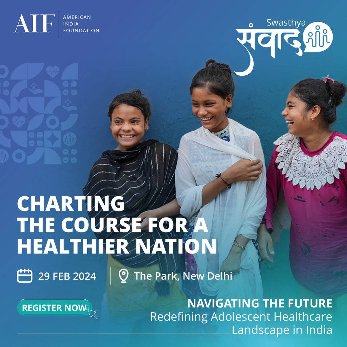 Curious about evidence-based interventions and best practices in #AdolescentHealthcare? Eager to co-create solutions for a #HealthierNation? 

Reserve your spot at 'Swasthya Samvaad,' #AIF's Annual #PublicHealth Event!  

#RegisterNow: forms.gle/Ct7MAzeBEXDkGG…