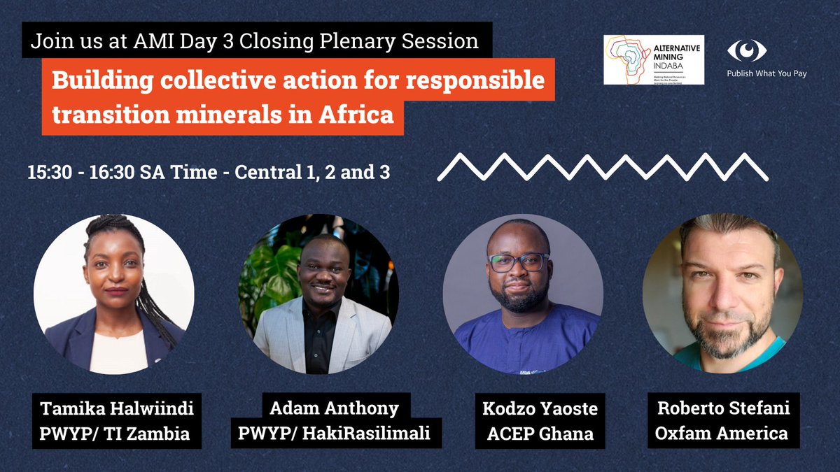 #AMI24 news!

Changing the mining landscape & ensuring communities and citizen are heard require collective thinking & action.

With the rush to #transitionminerals, this is even more crucial.

Today at 15:30 SA time, join us to discuss how we can do that!