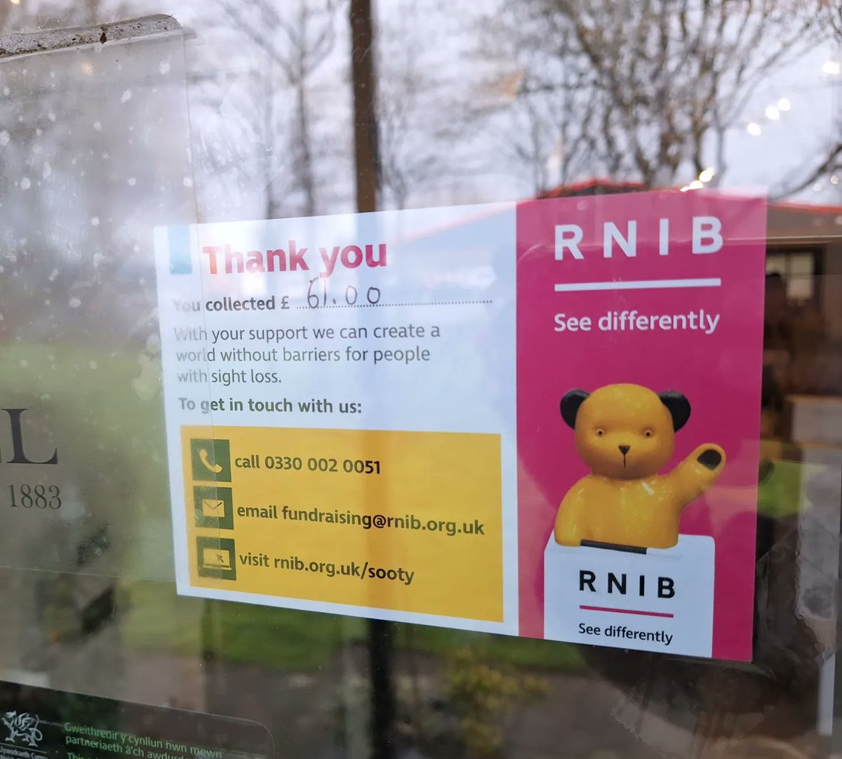 TannersWpool's tweet photo. From us and from Snooty, thank you for your donations for the @RNIB  @rnibcymr. Between us all, we've raised £61 pounds for a great cause.

Please keep those bits of change coming in so we can keep helping to make a change.

#rnib #Welshpool https://t.co/HMX9LnXx2K