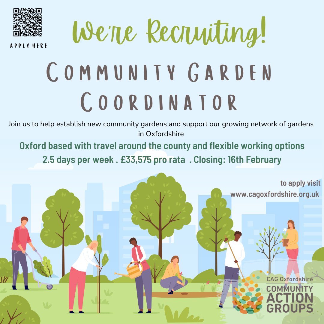 There's just over a week left to apply for our #communtiygarden coordinator role. If you love gardening and communtiy action, plus flexible working and meeting boss people then this is the one for you. cagoxfordshire.org.uk/post/we-re-rec…