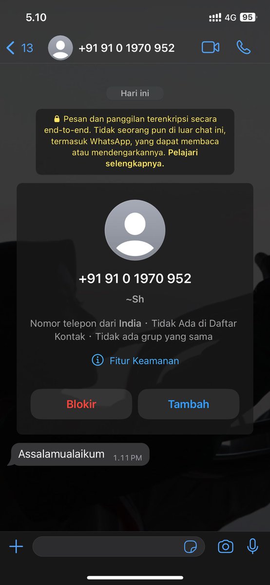 wikstr_'s tweet photo. Akhir2 ini banyak dapat wa kagak jelas gini dari nomor luar. https://t.co/HL8rtQVdUj