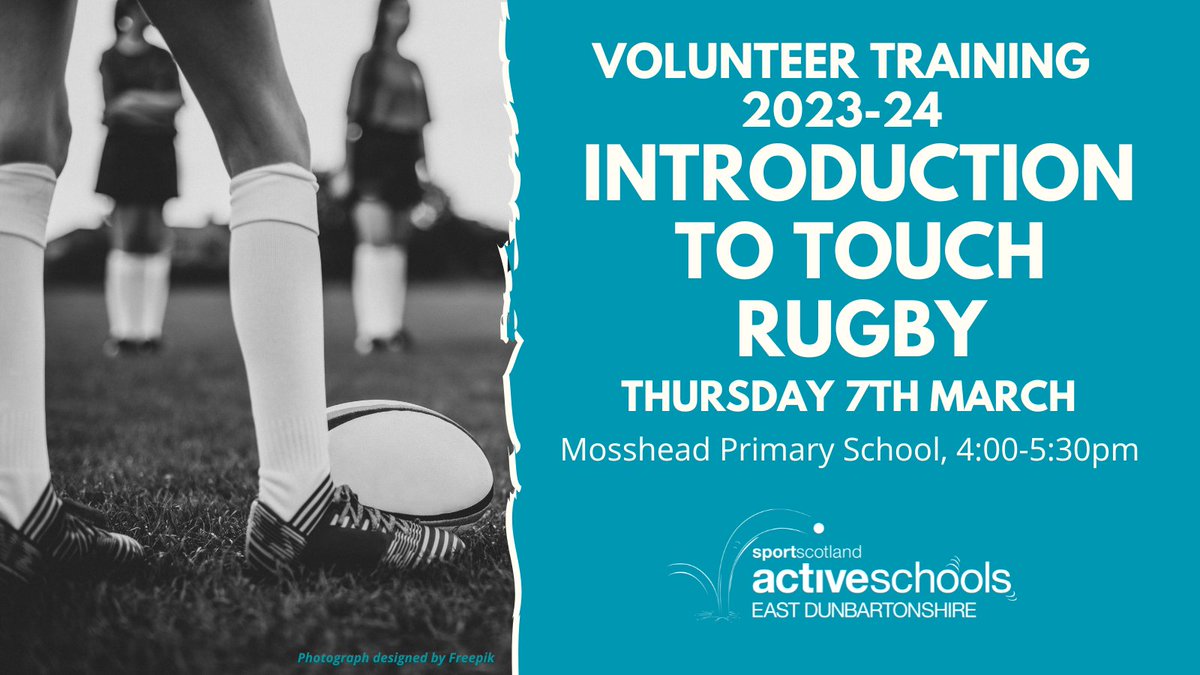 East Dunbartonshire Active Schools (@edactiveschools) on Twitter photo π’ Introduction to Touch Rugby for Adult Volunteers
π As part of our Volunteer Training Programme #ActiveSchools are running a touch rugby course with <a href="/BurnbraeBull/">West of Scotland Rugby</a>
π
Thursday 7th March
π 4-5:30pm
#VolunteerTraining
π§ If interested, email karen.hill@eastdunbarton.gov.uk π’ Introduction to Touch Rugby for Adult Volunteers
π As part of our Volunteer Training Programme #ActiveSchools are running a touch rugby course with <a href="/BurnbraeBull/">West of Scotland Rugby</a>
π
Thursday 7th March
π 4-5:30pm
#VolunteerTraining
π§ If interested, email karen.hill@eastdunbarton.gov.uk