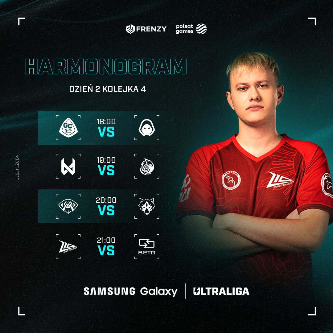 Ultraliga (@ultraliga) on Twitter photo Dziś w <a href="/SamsungPolska/">Samsung Polska</a> Galaxy Ultralidze:
18:00 - <a href="/GRP_Esports/">GRP Esports</a> vs <a href="/_ForsakenGG_/">Forsaken</a>
19:00 - <a href="/devils1gg/">devils.one</a> vs <a href="/teamescagaming/">Team ESCA Gaming</a>
20:00 - Orbit <a href="/AnonymoEsports/">Anonymo Esports</a> vs <a href="/IronWolvesInt/">Iron Wolves</a>
21:00 - <a href="/Z10_PL/">Z10 Esports (PL)</a> vs <a href="/Back2TheGamePL/">Back2TheGame</a>
Widzimy się już o 17:45. Na żywo w Polsat Games. 📺 Dziś w <a href="/SamsungPolska/">Samsung Polska</a> Galaxy Ultralidze:
18:00 - <a href="/GRP_Esports/">GRP Esports</a> vs <a href="/_ForsakenGG_/">Forsaken</a>
19:00 - <a href="/devils1gg/">devils.one</a> vs <a href="/teamescagaming/">Team ESCA Gaming</a>
20:00 - Orbit <a href="/AnonymoEsports/">Anonymo Esports</a> vs <a href="/IronWolvesInt/">Iron Wolves</a>
21:00 - <a href="/Z10_PL/">Z10 Esports (PL)</a> vs <a href="/Back2TheGamePL/">Back2TheGame</a>
Widzimy się już o 17:45. Na żywo w Polsat Games. 📺
