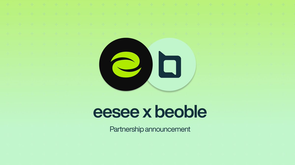 beoble🤝<a href="/eesee_io/">eesee.io</a>

We're thrilled to announce our strategic partnership with eesee, the gamified digital asset marketplace
and liquidity solution, to enhance the user experience of the product via our chat solution!🗨️

Together, we will seek the best ways to support both of our
