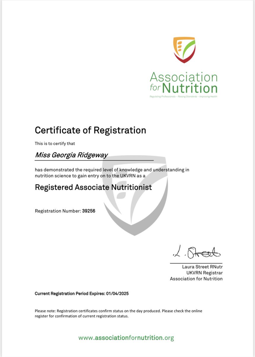 BIG NEWS!!

🌱So pleased to have received my accreditation as a Registered Associate Nutritionist with AfN UK! 🌱

As a registered member, I am committed to using evidence-based practice, following the AfN Standards of Ethics, Conduct and Performance.