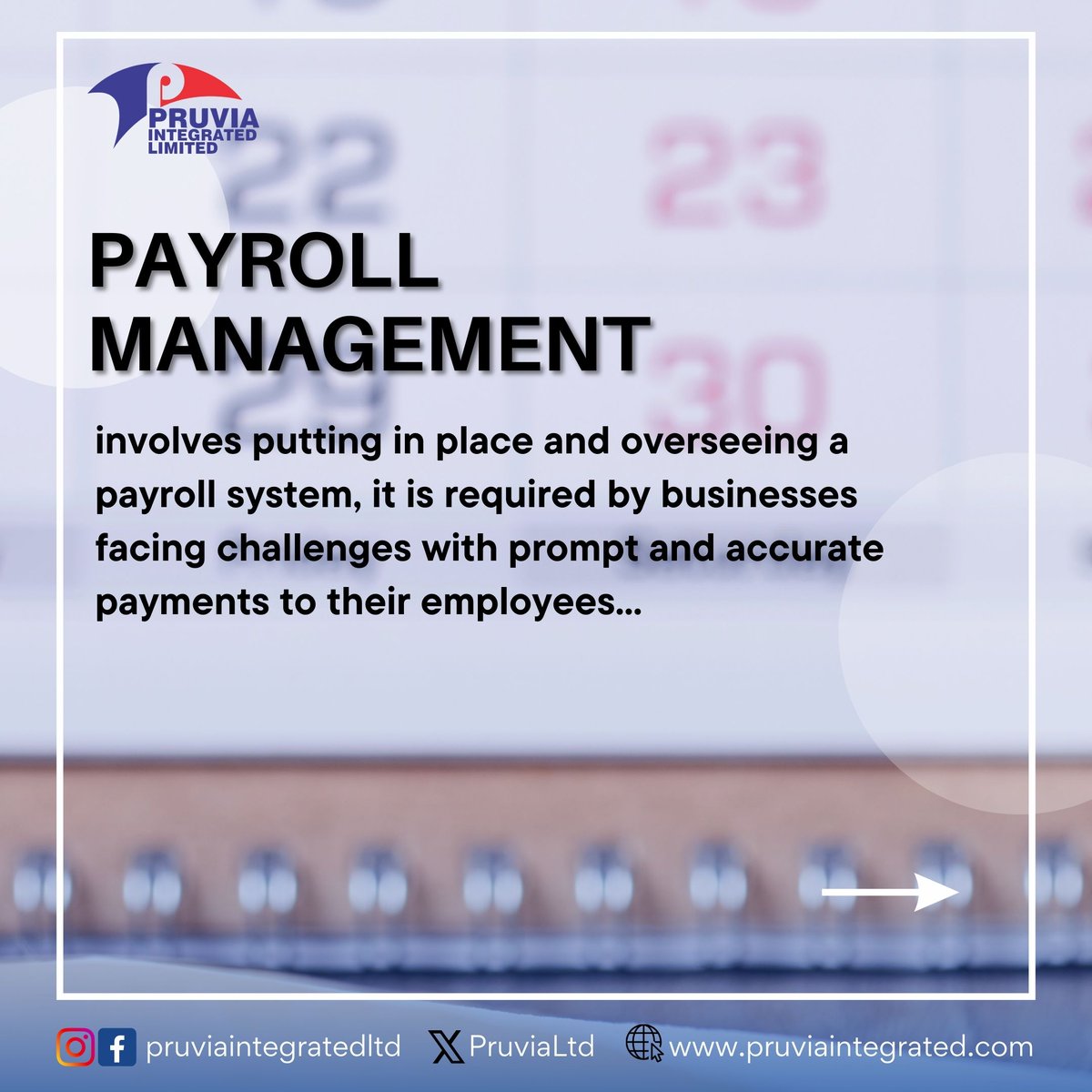 PruviaLtd's tweet photo. Let us handle the complexities of your payroll while you focus on what truly matters – growing your business!💪
.
.
#payrollmanagement #payroll #payrollsystems #hrnigeria #hrlagos
.
.
.
#InternetShutdown Lagos Veekee James Mohbad Bola Tinubu Lizzy Anjorin Wole Soyinka Cardoso https://t.co/OKiWEJeVnf
