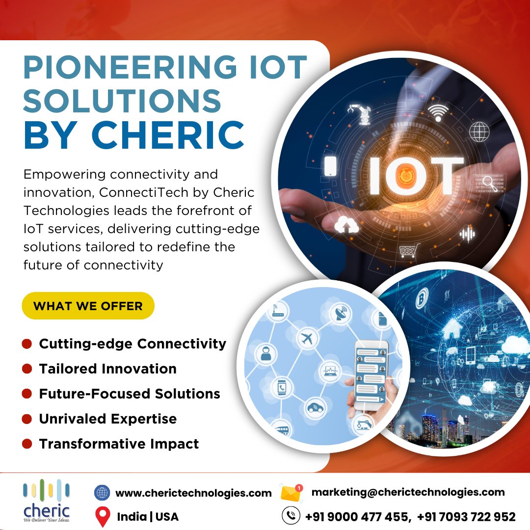 cherictech's tweet image. Unlocking the potential of the Internet of Things, Cheric Technologies leads the way with visionary solutions. Picture a world where your home anticipates your needs.
#ChericTechnologies #IoTLeaders #VisionarySolutions #ConnectedWorld #IoT #SmartHome #UrbanOptimization