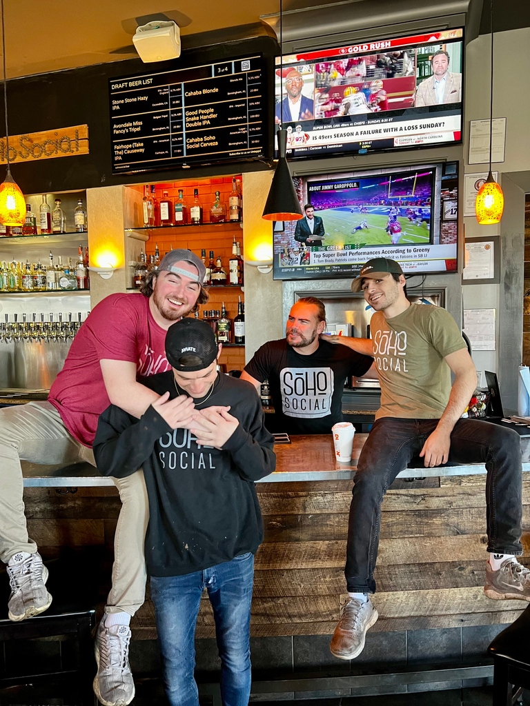 SoHoSocialAL's tweet photo. They guys say come join our team!!! Patio season is just around the corner &amp; we're hiring more FOH staff 🤠 

Shoot us a DM or stop by to apply - we can't wait to meet you! 

#BeSocial https://t.co/f58LvIrwa4