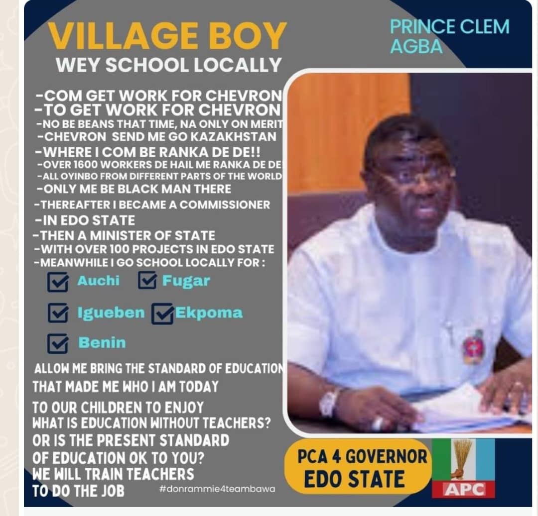 Mohammadpato1's tweet photo. Support Prince Clem Agba for Edo State Governor.
#Trustagenda2024
#ApcticketforClem https://t.co/BHUdX725pb