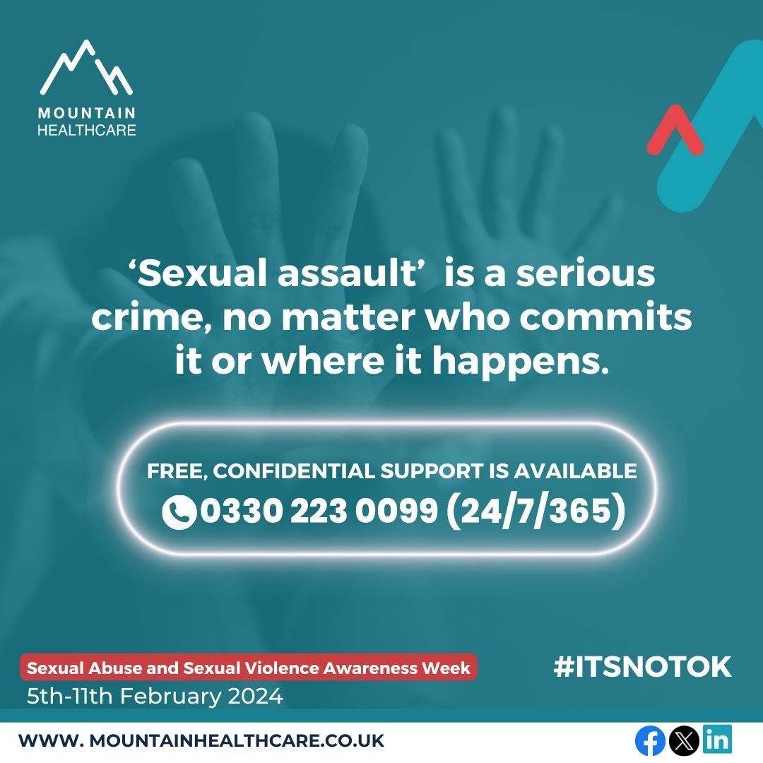 Any form of sexual contact or activity (including online) which is unwanted or includes pressure, manipulation, bullying, intimidation, threats, deception or force is sexual assault and #ItsNotOk. Our #SARCs are here to provide support for anyone who may need it. #SASVAW
