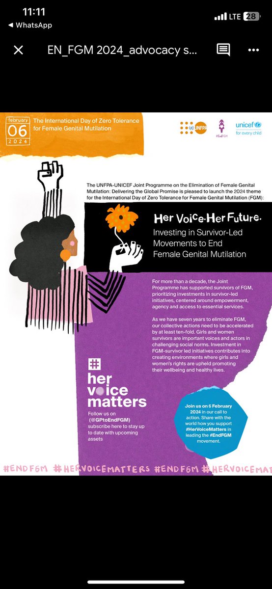 Today, in collaboration with the National Technical Committee on FGM, we are in Gwagwalada for a community awareness program to promote #ZeroTolerance for FGM. 

Beyond activism walk, expect activities aimed at fostering dialogue &amp; raising awareness on the dangers of FGM
#thread