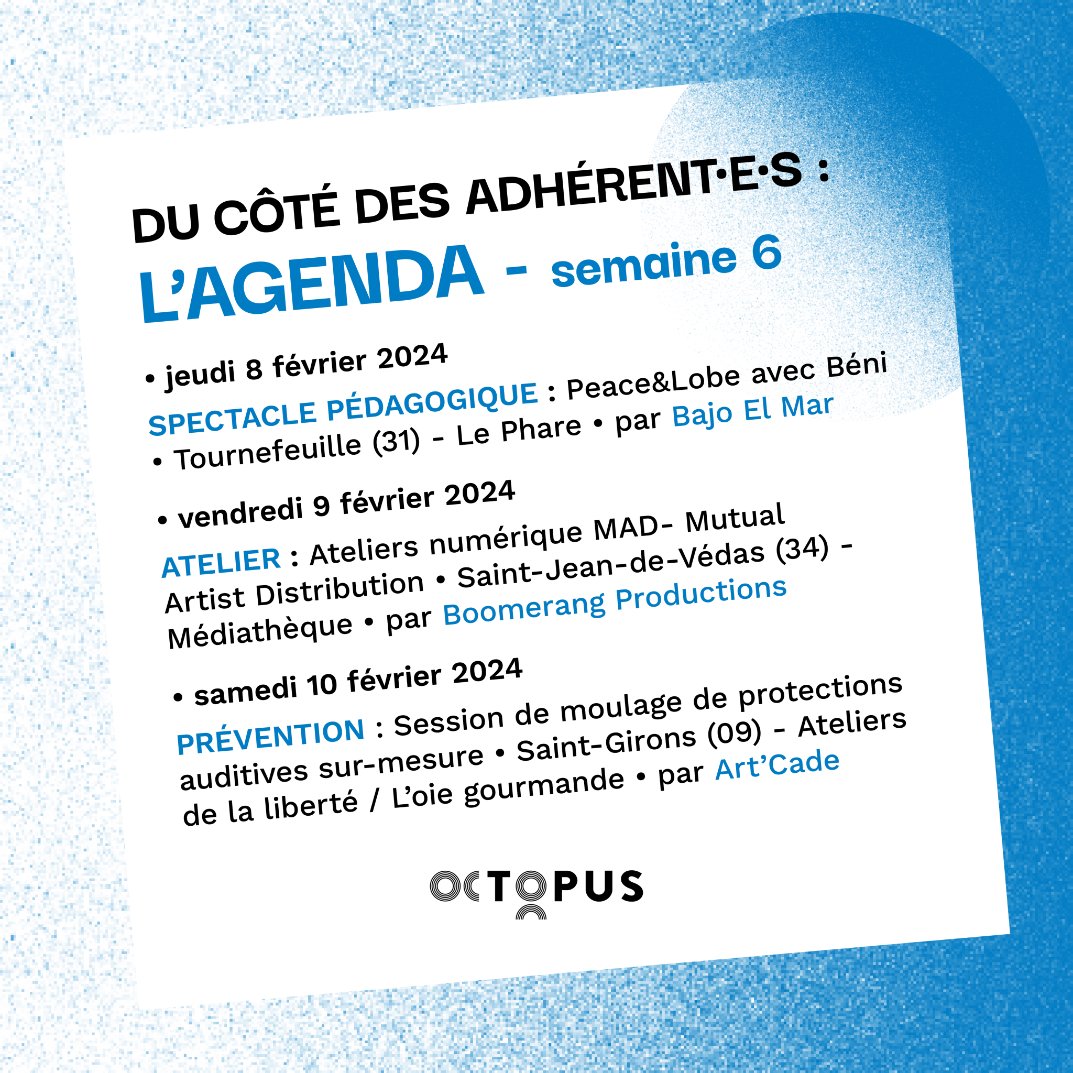 🔹L'Agenda des Adhérent·e·s 🔹Semaine 6 !
