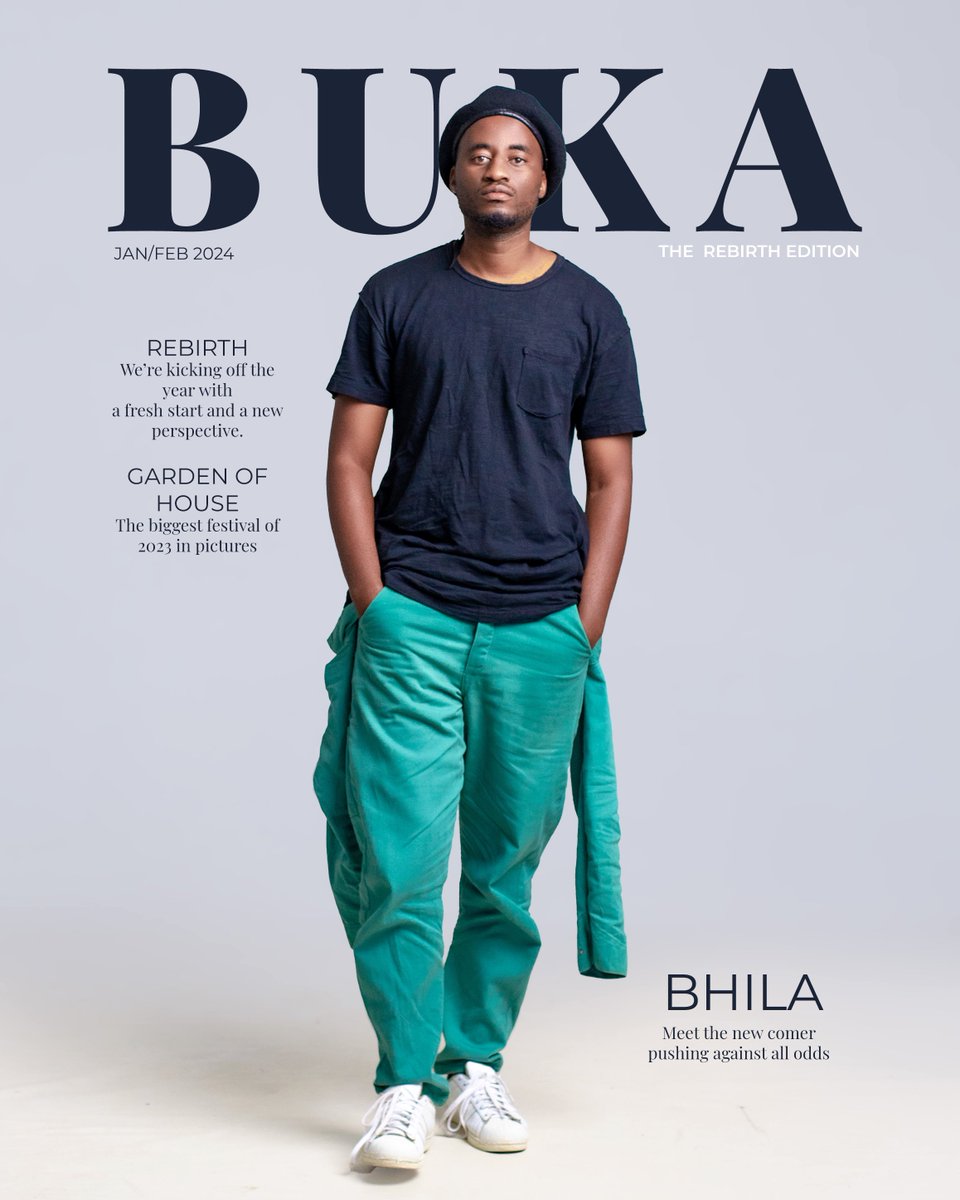 BukaMagazine's tweet image. INTRODUCING our cover star @Bhila , an upcoming musician who has given a twist to a familiar sound. We loved his journey, we hope you enjoy getting to know him.

DOWNLOAD 🔗: buff.ly/3w3Zg5H

Editor : @Taetshangz 
Creative Director :  @qndsn_
Cover 📷: @bobby_kingcross