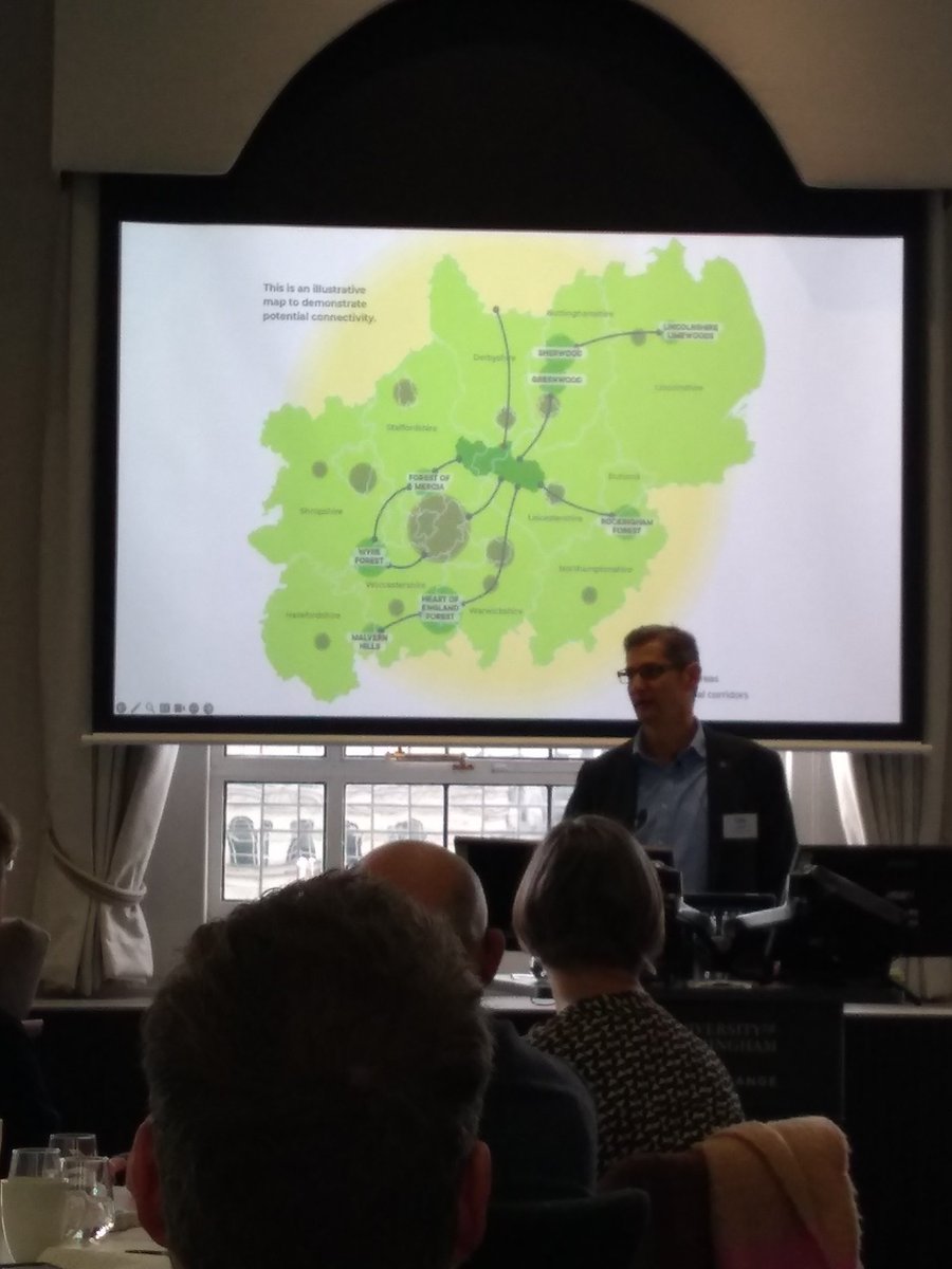 Attending the launch of the Midlands Forest Network concept. As a Midlander, I'm delighted to see this focus on landscape nature recovery that delivers benefits for communities, businesses and wildlife. Listening to John Everitt, CEO @NatForestCo, outlining the vision & ambition