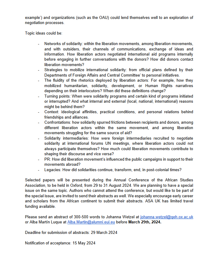 Join our panel at the <a href="/ASAUK_News/">AfricanStudiesUK</a> Annual Conference Aug 29-31st, 2024 in Oxford, UK on "Dealing in Solidarity - Liberation Movements’ Perspectives on International Aid"! <a href="/HumaneuromedErc/">HumanEuroMed_ERC</a>