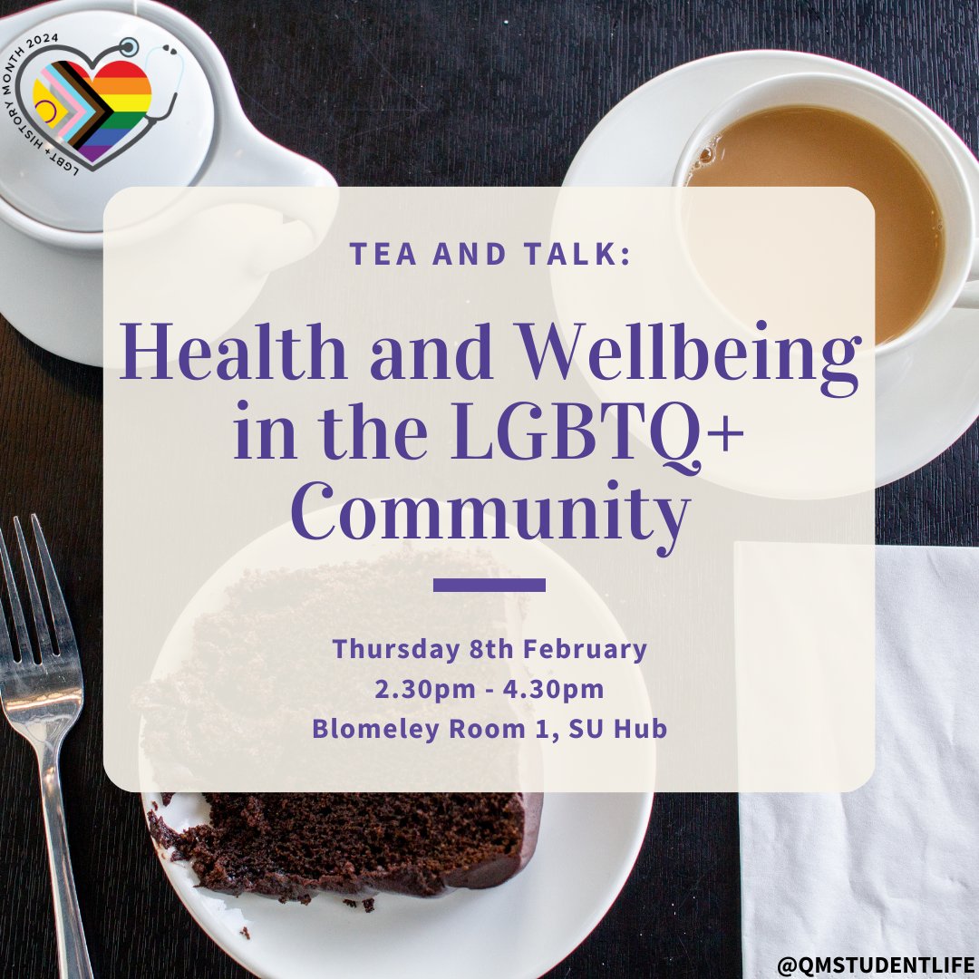 Join us tomorrow for Tea and Talk over FREE hot drinks and snacks! All are welcome here! This event is a safe space for you to ask questions, talk about your wellbeing and chit-chat in a warm, comfortable environment. 
We will be based in Blomeley 1, <a href="/QMSU/">Queen Mary Students' Union</a> Hub from 2.30pm-4.20pm