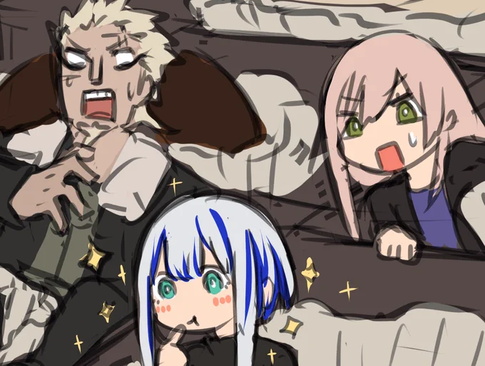 3人の関係性がよく描けたと思う進捗ます 