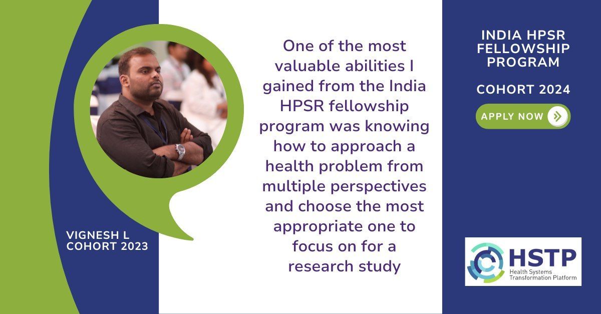The @HPSRIndia #Fellowship by HSTP Is an award-winning training program for public health researchers, and Vignesh highlights one of the main reasons why! This is your chance to get on board. Apply now at bit.ly/ApplyForCohort… #FellowSpeak #Cohort2024 #ApplyNow #PublicHealth