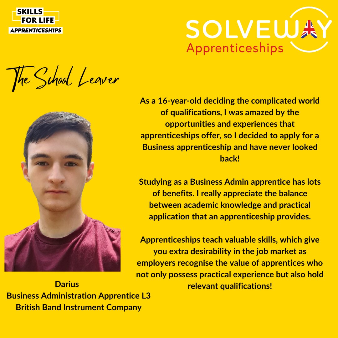 Say hello to Darius 🌟 Our BA L3 apprentice thriving at BBICO! 🚀 
Darius is loving every moment of the business course with Solveway! 
#CareerJourney #ApprenticeSpotlight #NAW2024 #SkillsForLife