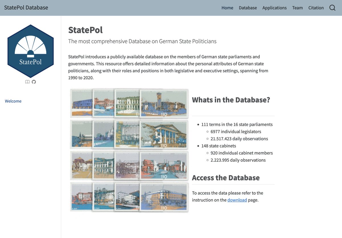 Today, @KuhlenDaniel, @JocMuel, @pluggedchris, and I released StatePol – a database on 🇩🇪 state MPs and cabinet members! 👉statepol.github.io/Database/ A paper examining trends in descriptive representation in German state politics is out @PVS_journal 📄bit.ly/statepol
