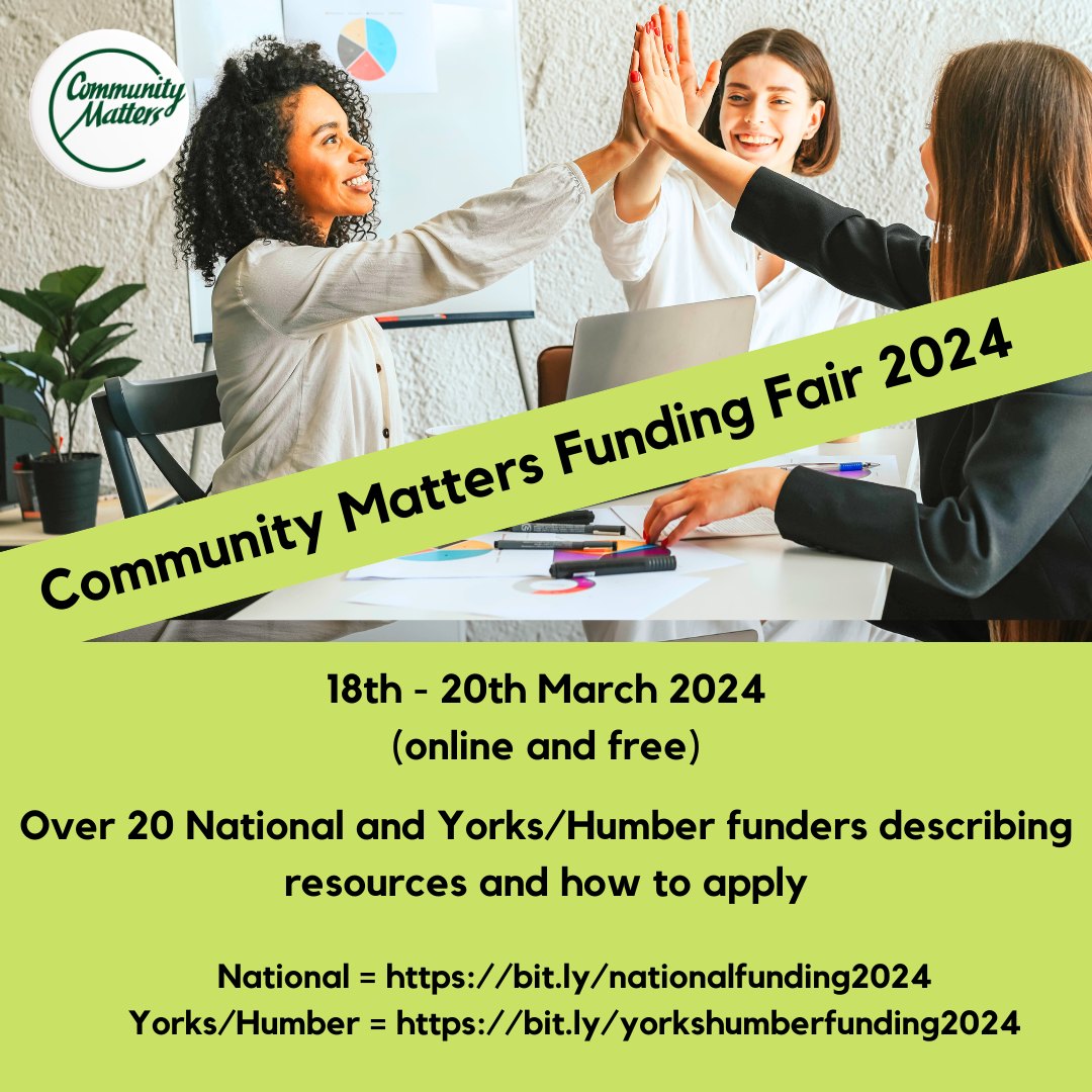 ✅Sign up to the Community Matters Yorkshire Funding Fair! 💷There will be different funders providing information on various grants! The events are FREE to attend! Find out more and sign up: communitymatters.org.uk/funding-fair-2…