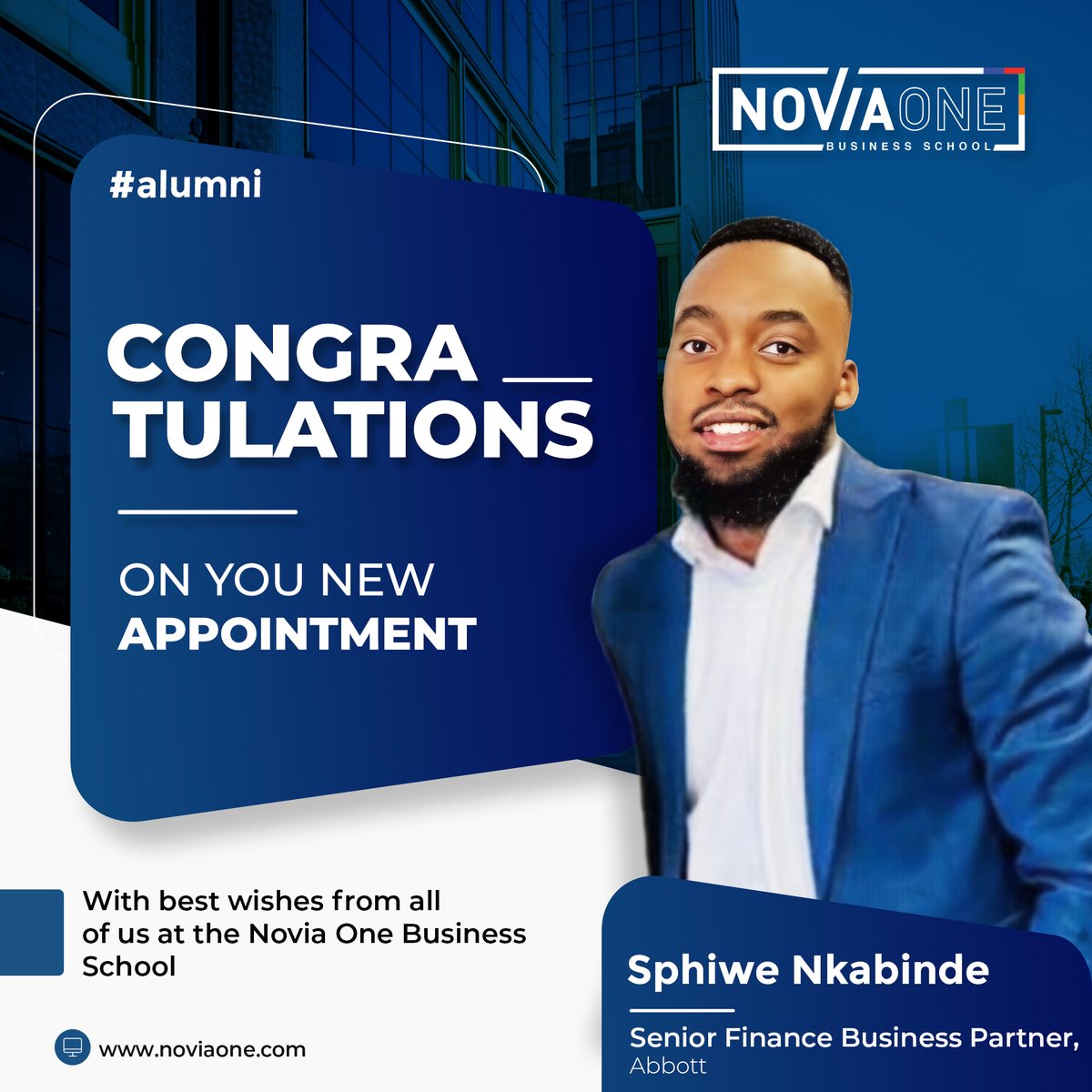 NoviaOneGroup's tweet photo. We're taking a trip down memory lane as we congratulate Sphiwe Nkabinde, who graduated from our Financial Markets &amp; Instruments programme in 2017. Congratulations Sphiwe - may you continue to shine your light.

#newappointment #alumninetwork #congratulations https://t.co/xSijtNXQke