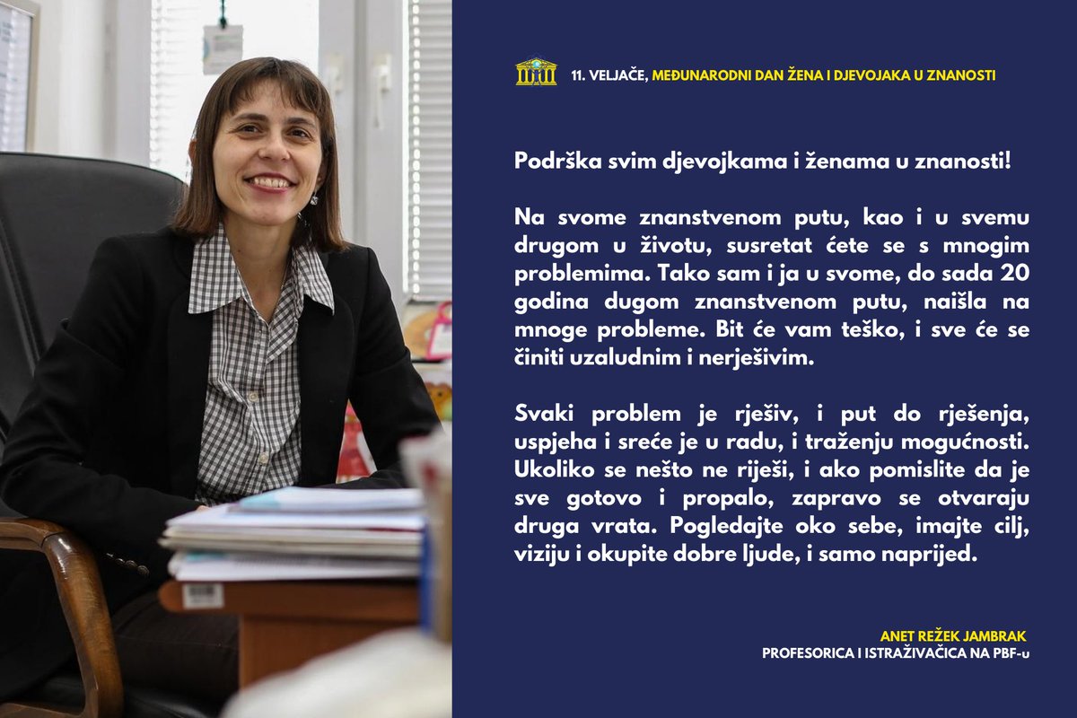 NSZVO's tweet photo. Na listi 2% najutjecajnijih znanstvenika na svijetu, koju sastavlja prestižni Stanford, našla se i Anet Režek Jambrak, profesorica s Prehrambeno-biotehnološkog fakulteta u Zagrebu.

Za Dan žena u znanosti poslala je poruku mladim znanstvenicama! 💙👇

Foto: Jurica Galoić/PIXSELL https://t.co/3XfjM1Fxpp