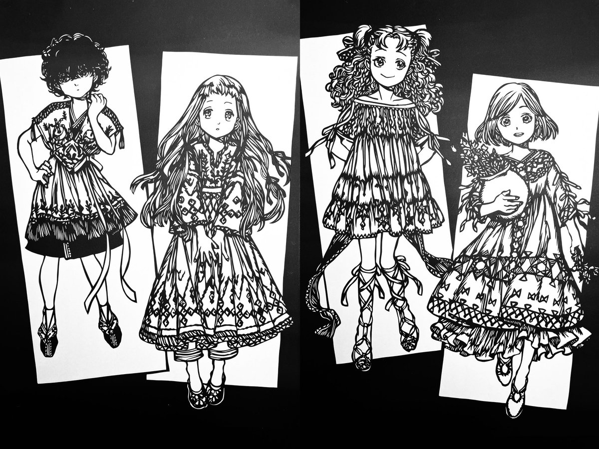 【32話扉絵(episode 32 cover art】
とんがり帽子のアトリエより
第32話の扉絵を切り絵にしました♪

paper cutting of episode 32 cover art from the atelier of witch hat!

#切り絵 
#ココ  #テティア　
#リチェ　#アガット　
#Δ帽子
#atelierofwitchhat 
#witchhatatelier
#papercuttingart