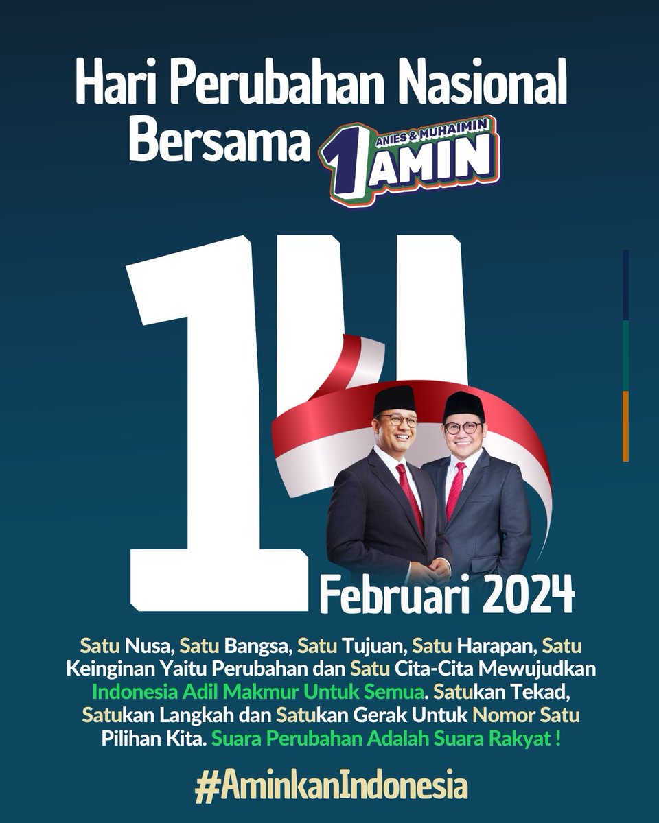 Salam Perubahan 

<a href="/aniesbaswedan/">Anies Rasyid Baswedan</a> <a href="/cakimiNOW/">A Muhaimin Iskandar</a>
<a href="/DPP_PKB/">DPP PKB</a> <a href="/hasbipkb/">Hasbiallah Ilyas</a>

#AniesMuhaimin2024 #AminAjaDulu
#PerubahanNasional #No1 #AMINkanIndonesia
