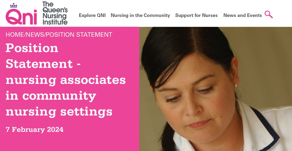 We have published a position statement on the issue of safe and effective deployment of #NursingAssociates in #CommunityNursing settings. To read it, go to: qni.org.uk/news-and-event…… @CrystalOldman @johnunsworth10