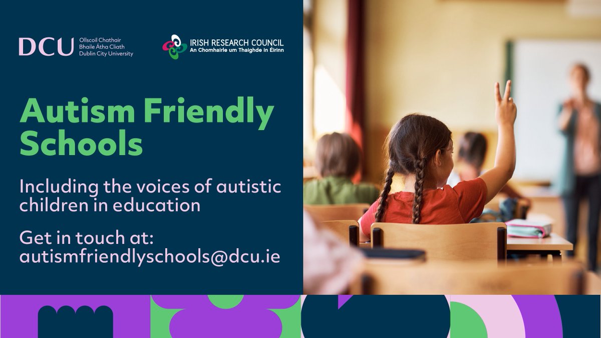 The #autism friendly schools research team @DCU are using a range of participatory methods to learn about the experiences of #autistic children in primary and secondary schools. Please get in touch if you or your child would like to take part: details👇 @sweenema @AsIAmIreland