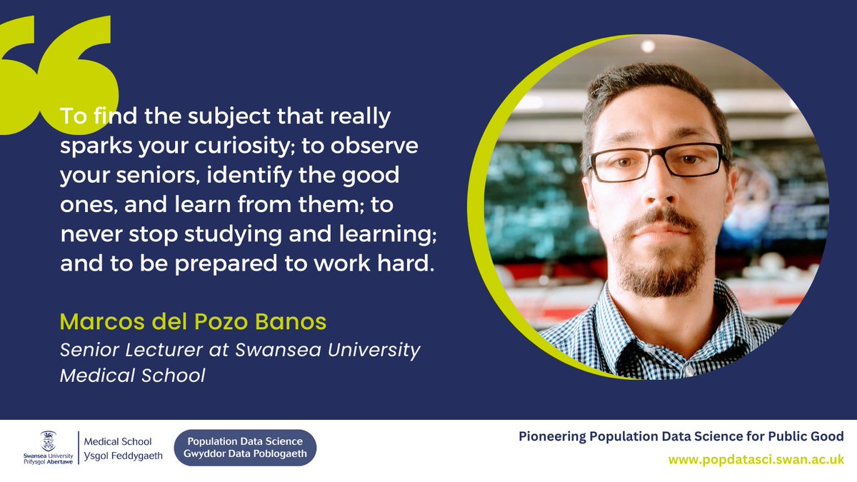 🆕Blog series - My Journey Into Research 📚 Researcher: Marcos del Pozo Banos, @mdelpozobanos, Senior Lecturer @swanseamed Get to know Marcos and read about his inspirational journey into research👉 popdatasci.swan.ac.uk/my-journey-int…