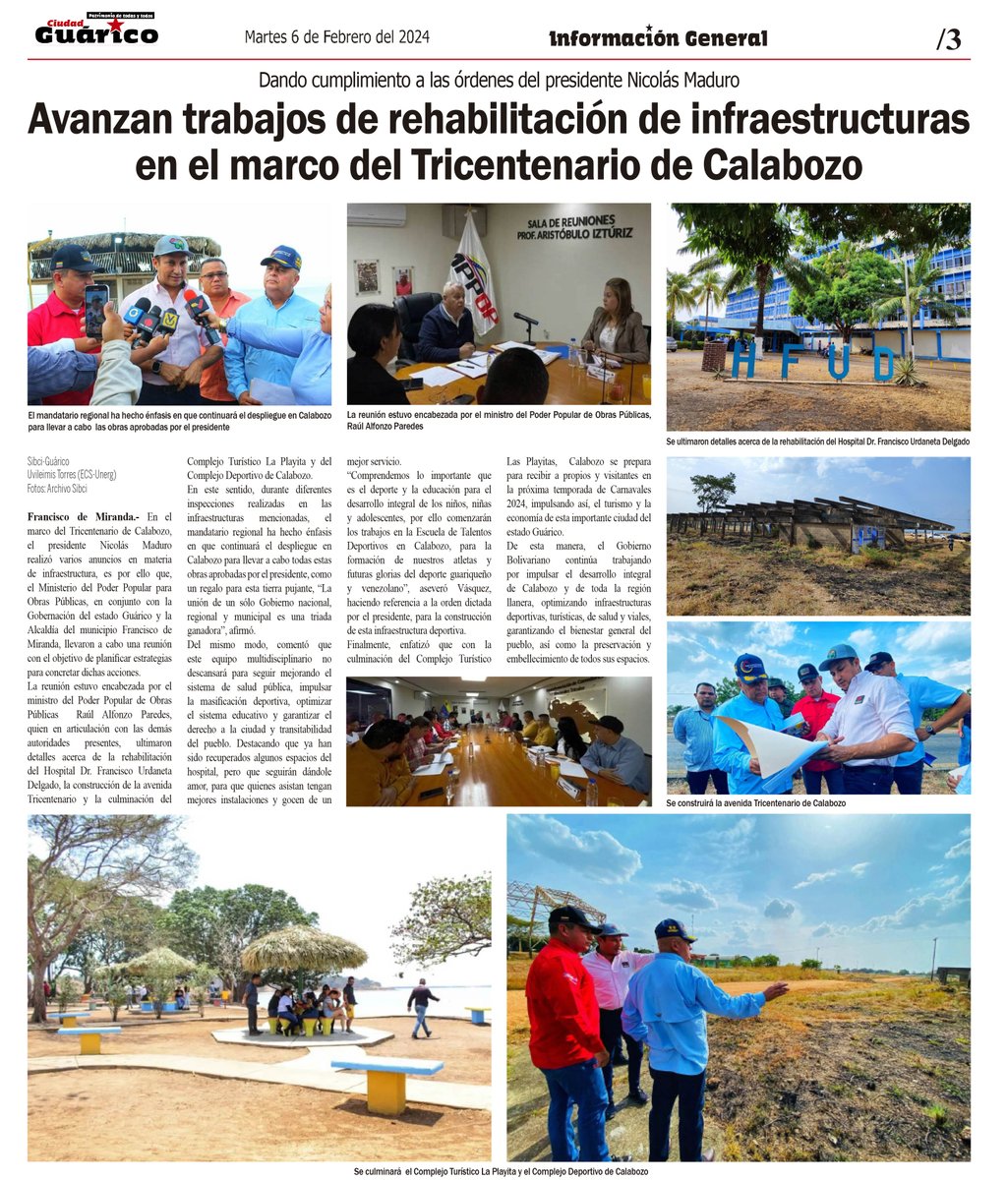 Gob_Guarico's tweet photo. #InfoGeneral📰Avanzan trabajos de rehabilitación de infraestructuras en el marco del Tricentenario de Calabozo

#Guárico
#7TEnUniónYEsfuerzo
#GuáricoProduce https://t.co/r60iBHs3Vd