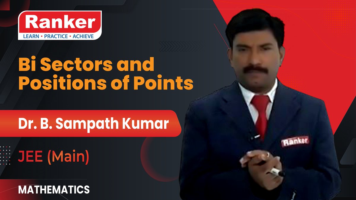 rankerslearning's tweet image. Explore the topic of &quot;Bi Sectors and Positions of Points&quot; in Mathematics, expertly guided by Professor Dr. B. Sampath Kumar.  
Watch it: youtu.be/DQeFux434WE 

#3DGeometry #Planes #BiSectors #PositionsOfPoints #RankersLearning #IITJEE #JEEMAIN #EAMCET #TSEAMCET
