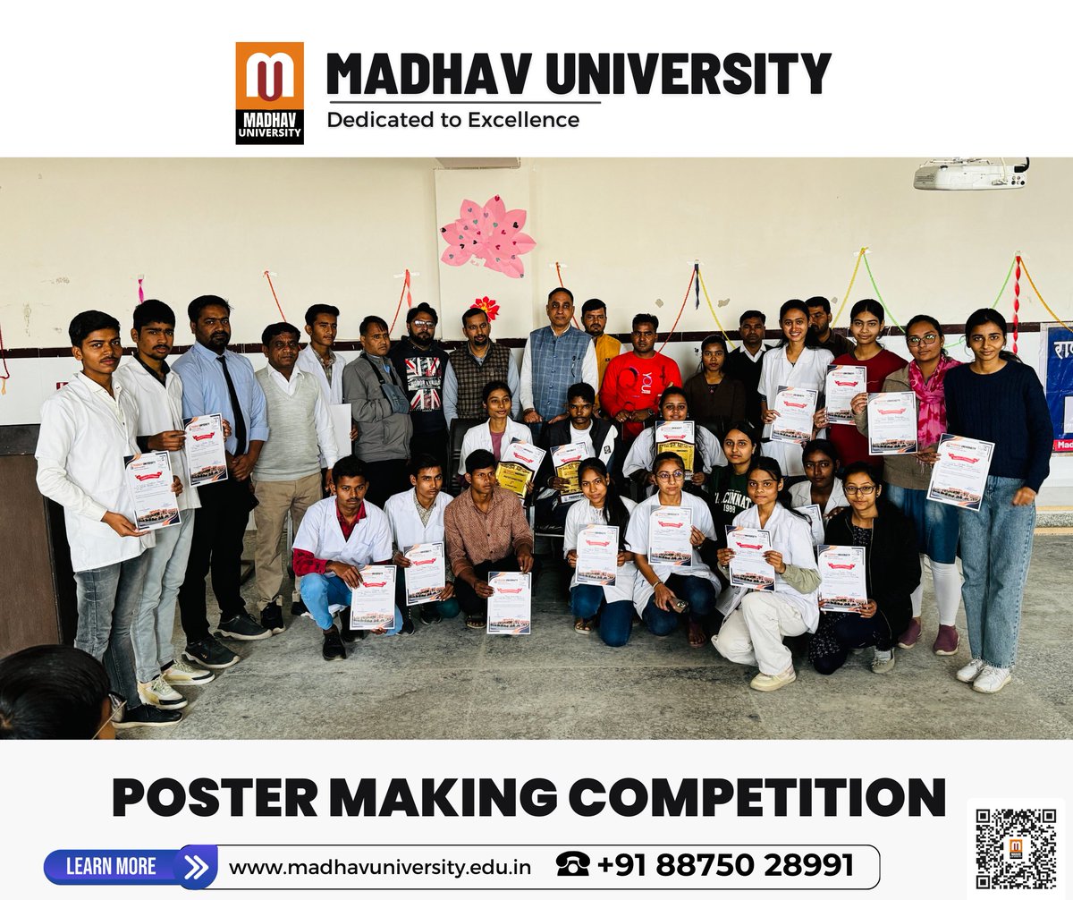 Capture the moment, frame your creativity! Participate in Madhav University's Poster Making Competition, upload your masterpiece, and receive a personalized certificate. #MadhavUniversity #ArtisticExpressions #MadhavPosterCompetition #CreativeYouth #CertifiedTalent