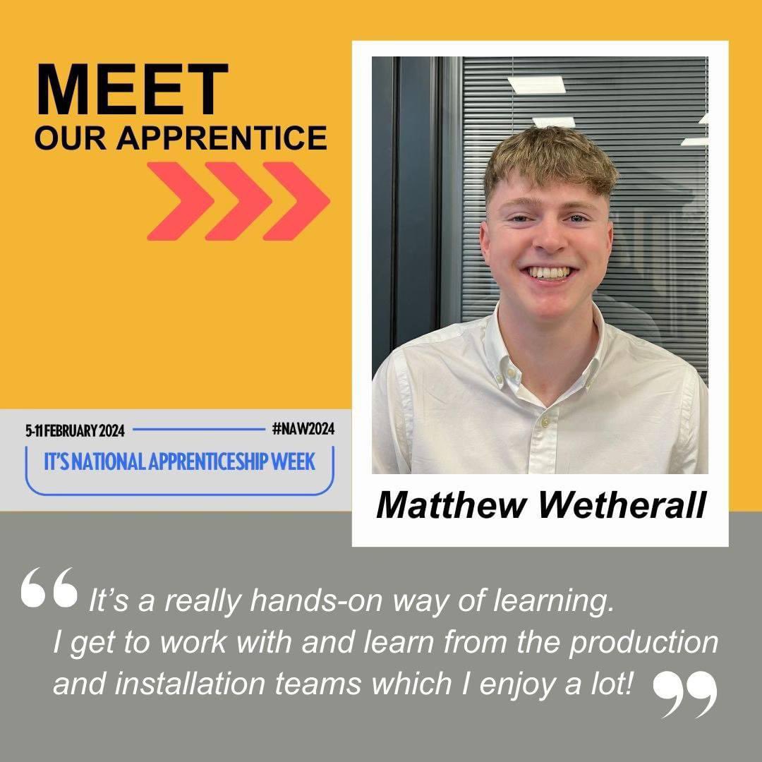 📢 Shout out to our apprentice Matthew Wetherall, as we celebrate #nationalapprenticeshipweek. What a great way to develop the skills and knowledge required for a rewarding career! Check out our interview 👉 tinyurl.com/mf649mpx.
#skillsforlife #futureleaders #tradeglazefamily