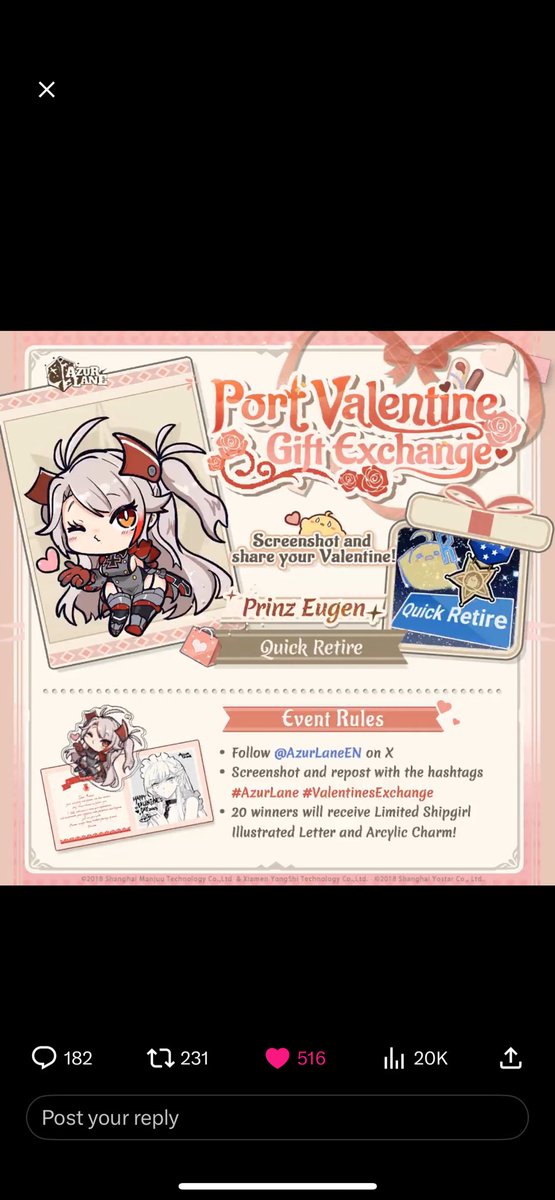 wesslent's tweet photo. I got Prinz Eugen!  #AzurLane #valentinesexchange https://t.co/6Mtb7lgPhf
