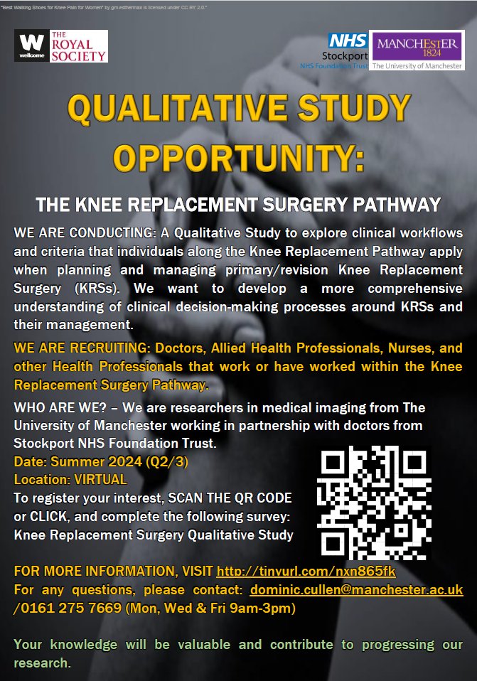 We are recruiting MSK Health Professionals for a Qualitative Study. Date: Summer 2024 (Q2/3)
See Below or Click this link: tinyurl.com/nxn865fk