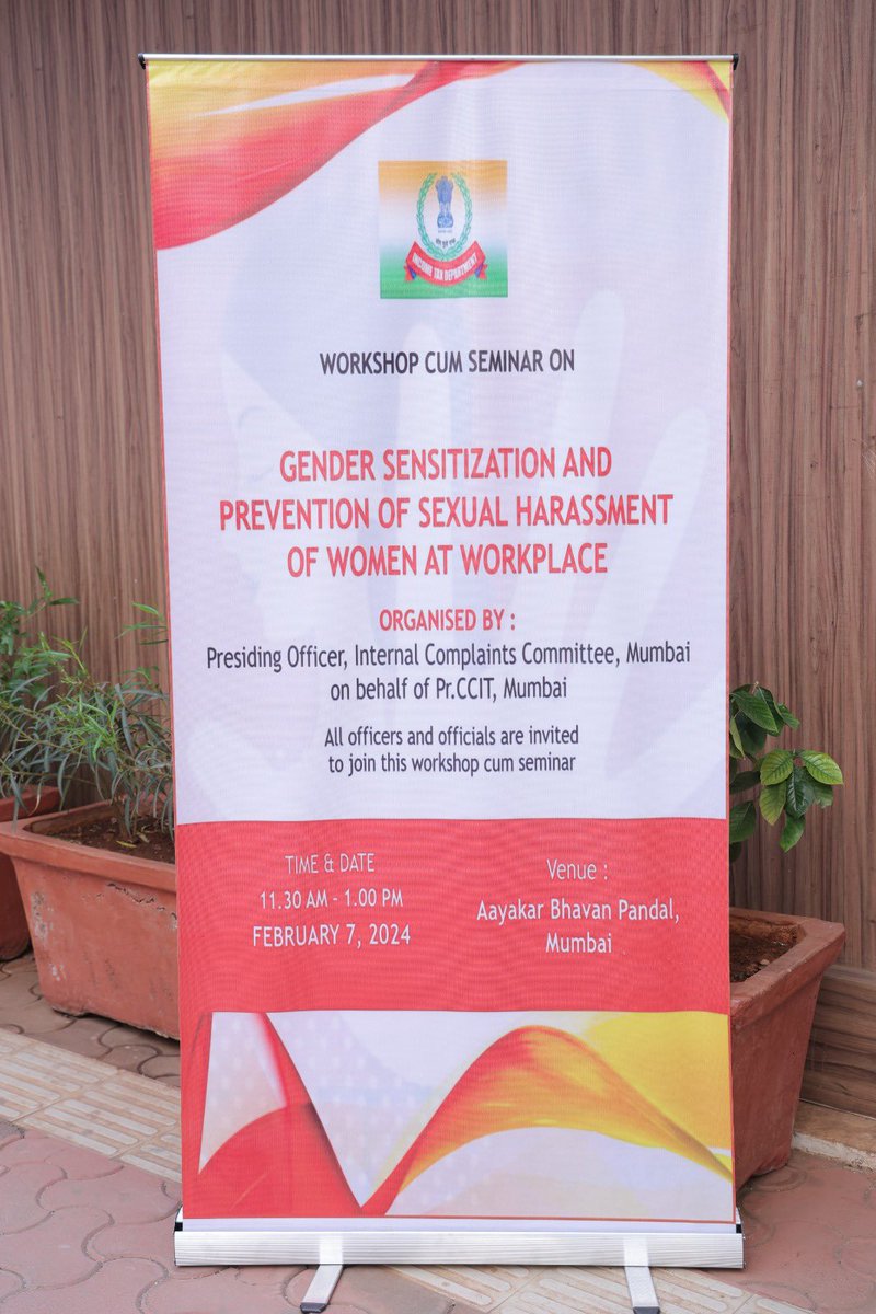On behalf of Pr CCIT Mumbai , Internal Complaints Committee, headed by Mrs. Parminder, CCIT-5, Mumbai, organised a seminar cum workshop on Gender Sensitisation and Prevention of Sexual Harassment at Workplace today at Aayakar Bhavan, Mumbai.