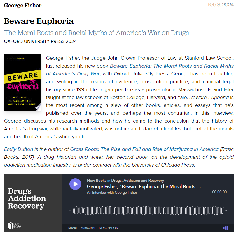 Brian Stone (@b_stone) on Twitter photo Now on <a href="/NewBooksNetwork/">New Books Network (@newbooksnetwork.bsky.social)</a> listen to author George Fisher talk with <a href="/emily_dufton/">Emily Dufton</a> about *Beware Euphoria* out now in the US; soon worldwide <a href="/OUPLaw/">OUP Law</a> newbooksnetwork.com/beware-euphoria <a href="/StanfordLaw/">Stanford Law School</a> <a href="/StanfordLawHist/">Stanford Center for Law and History</a> <a href="/OUPAcademic/">Oxford Academic</a> Now on <a href="/NewBooksNetwork/">New Books Network (@newbooksnetwork.bsky.social)</a> listen to author George Fisher talk with <a href="/emily_dufton/">Emily Dufton</a> about *Beware Euphoria* out now in the US; soon worldwide <a href="/OUPLaw/">OUP Law</a> newbooksnetwork.com/beware-euphoria <a href="/StanfordLaw/">Stanford Law School</a> <a href="/StanfordLawHist/">Stanford Center for Law and History</a> <a href="/OUPAcademic/">Oxford Academic</a>