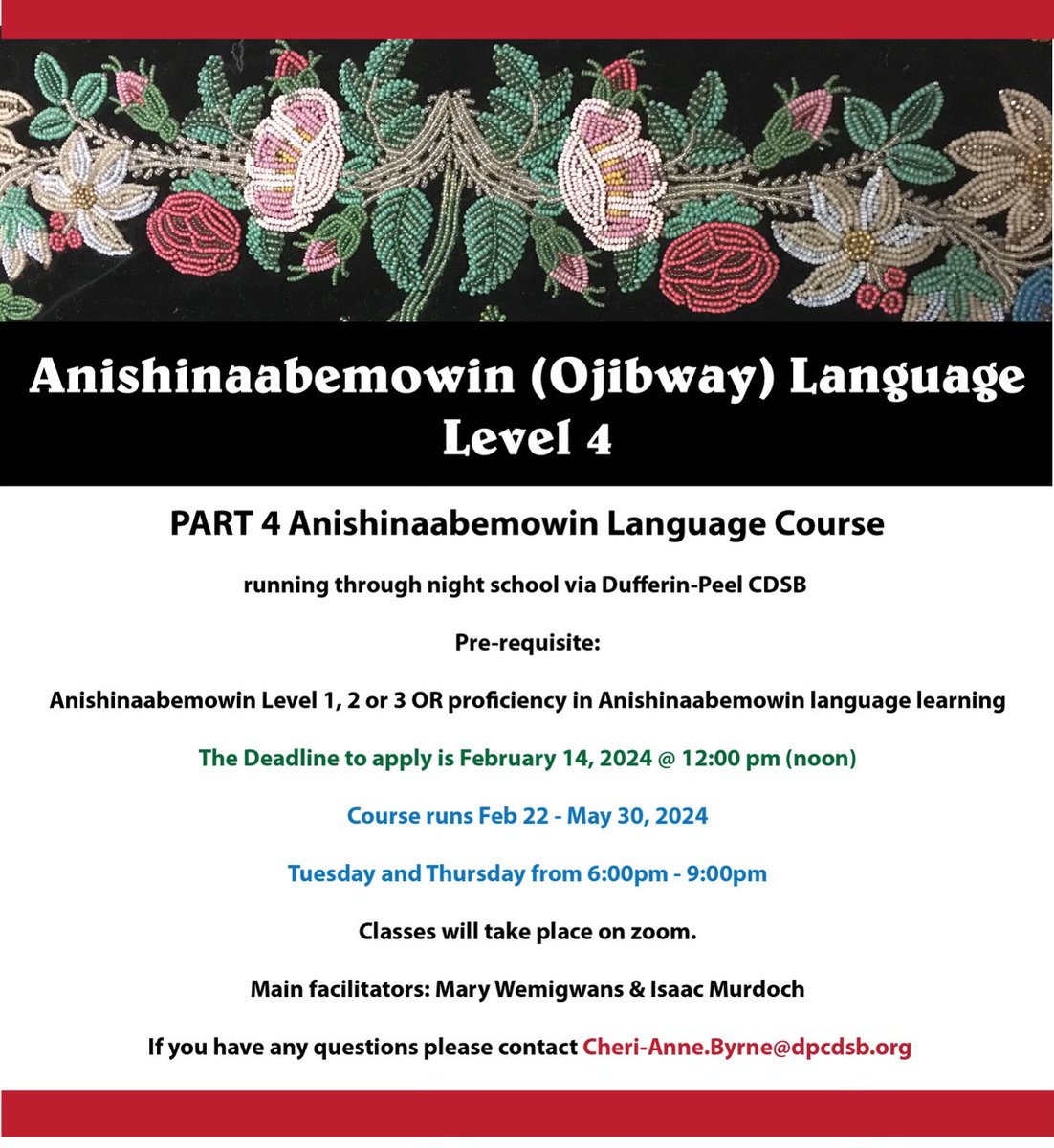 Highschool kids in Ontario, you will get a credit for this! Come join us as we learn Anishinaabemowin. Register and you will have fun! We are teaching beginners Level 4. Open to any secondary student in Ontario! To register please email cherianne.byrne@dpcdsb.org
