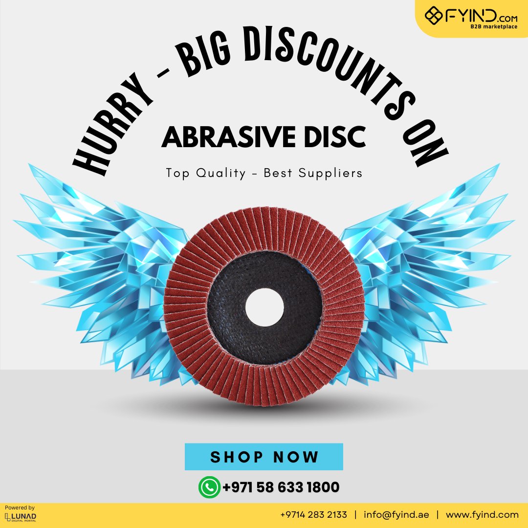 FYIND_COM's tweet photo. Save big on Abrasives! Shop now on FYIND for top-quality polishing equipment from leading suppliers - https://t.co/CszH54i7oO
.
#uae #ksa #dubai #b2b #marketplace #industrialsupplies #onlineshopping #abrasives #abrasivedisc #tools #hardware https://t.co/UvgpXPjbtD