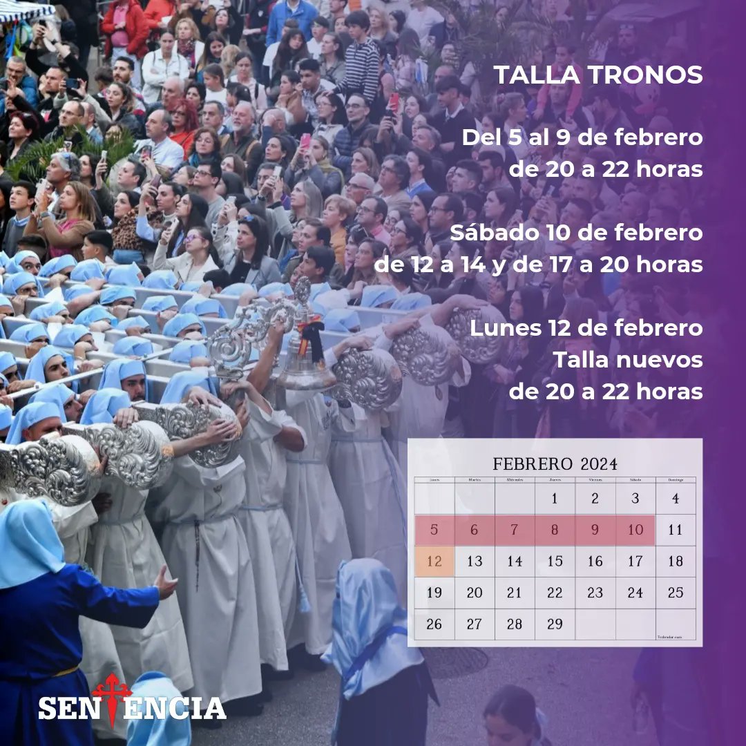 lasentencia's tweet photo. 🔴 RECUERDA |
Durante toda esta semana estamos repartiendo las túnicas de nazareno y tallando para ambos tronos. 
Ven a nuestra casa hermandad y participa en la procesión del próximo Martes Santo!
#CofradíasMLG https://t.co/18wyBC8sKA