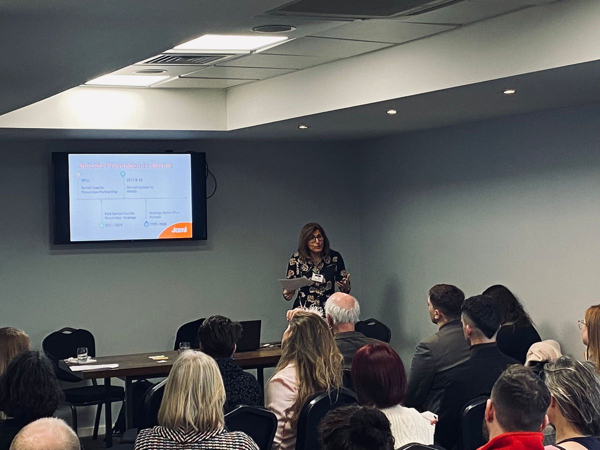 NSPA_UK's tweet photo. Community engagement is key to #SuicidePrevention. At #NSPAConf we heard from @JamiPeople and @BarnetCouncil public health about their use of outreach and community consultation to engage the Jewish community. Find their presentation slides here: https://t.co/x4XxPWy1fg https://t.co/wp1agE8ED7
