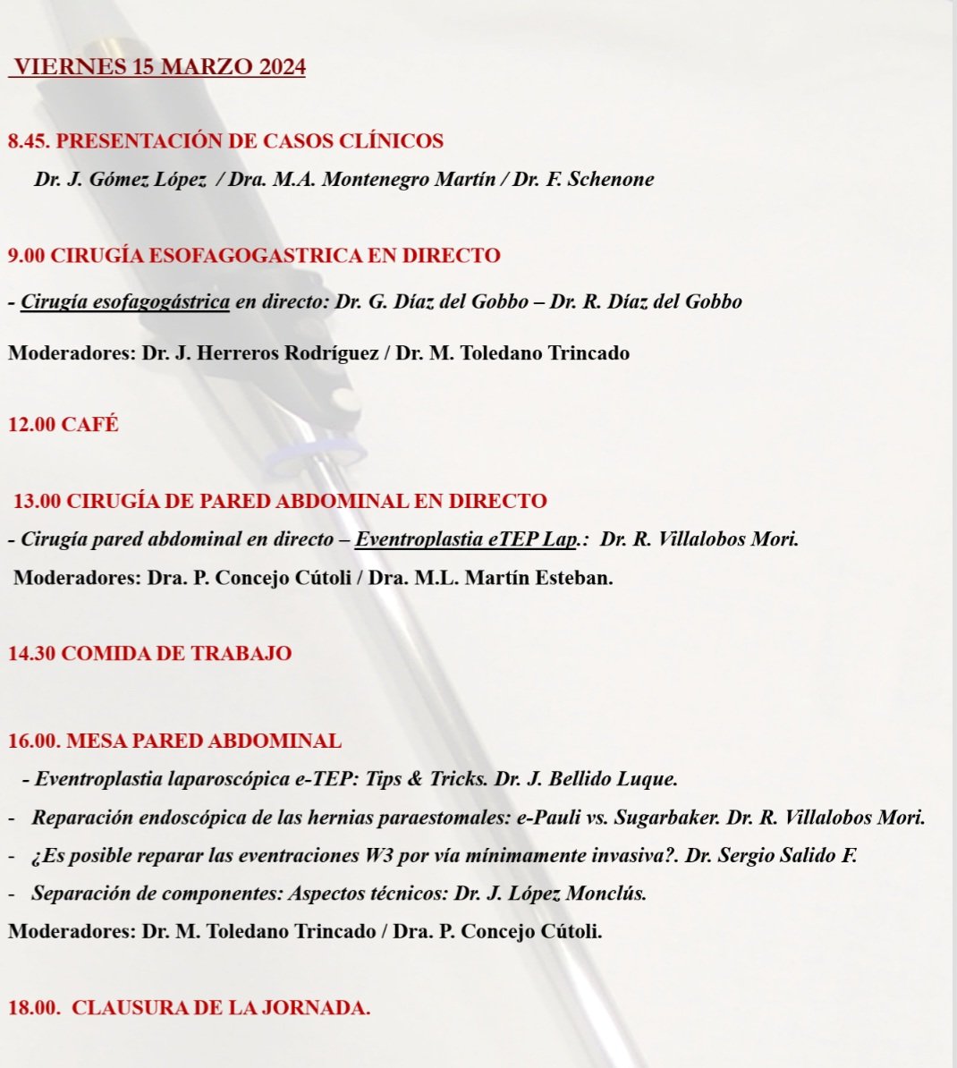 🔝Programa completo de nuestra
XVI Jornada de Cirugía Laparoscópica - Hosp. Medina del Campo🔝
📢Jueves 14 y viernes 15 de marzo 2024!
¡¡¡AÚN QUEDAN BECAS DISPONIBLES!!!
👉👉👉Reserva tu plaza! 👈👈👈
 #COLOPROCTOLOGÍA #PAREDABDOMINAL #CMI #ESOFAGOGÁSTRICA #CIRUGÍASENDIRECTO