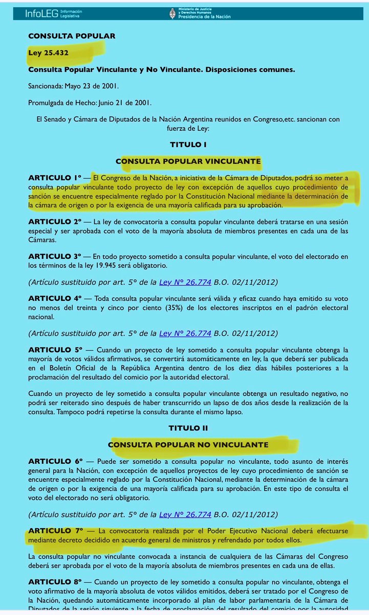 Aclaración: las consultas populares que impulsa el Ejecutivo son No Vinculantes. Tienen que pasar igual por el Congreso