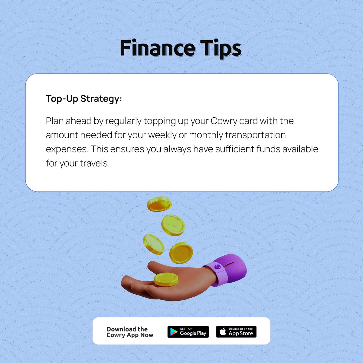 paywithcowry's tweet photo. Keep your Cowry card loaded with just the right amount for your weekly or monthly commuting needs. Convenience and peace of mind, all in one TAP!
#FinancialForesight #TravelSmart #paywithcowry https://t.co/XZWg4hrP87