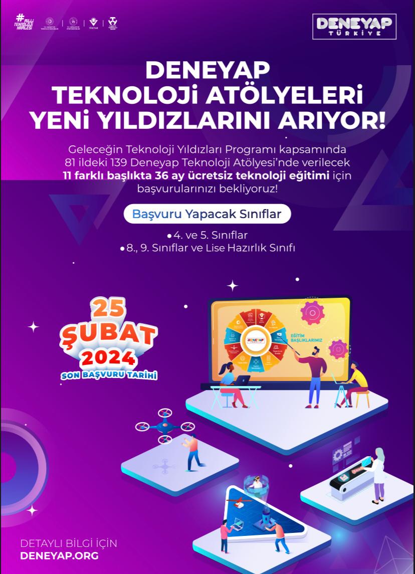#Deneyap yeni dönem öğrenci başvuruları başladı : deneyap.org/tr/basvurular/… #milliteknolojihamlesi